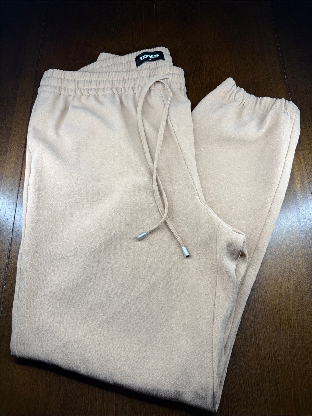 Express Women's Drawstring Jogger Pants in Light Beige